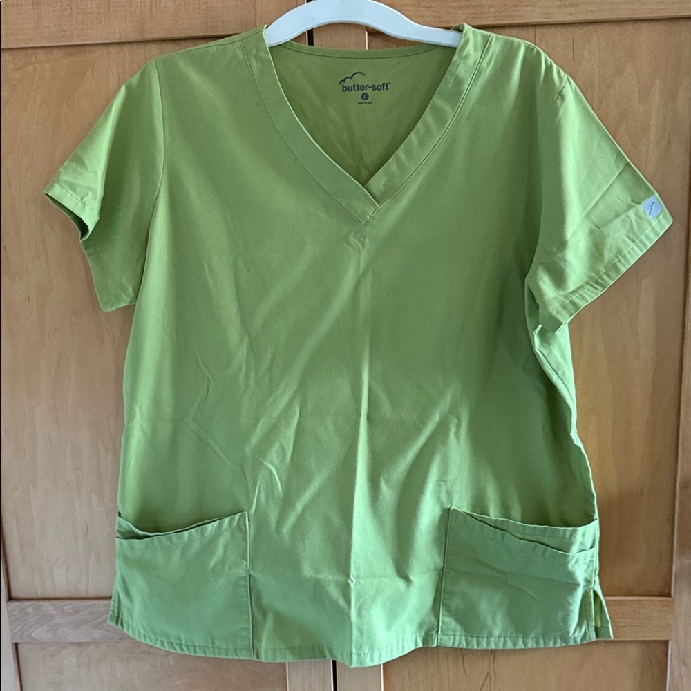 Women's Green V-Neck Scrub Top